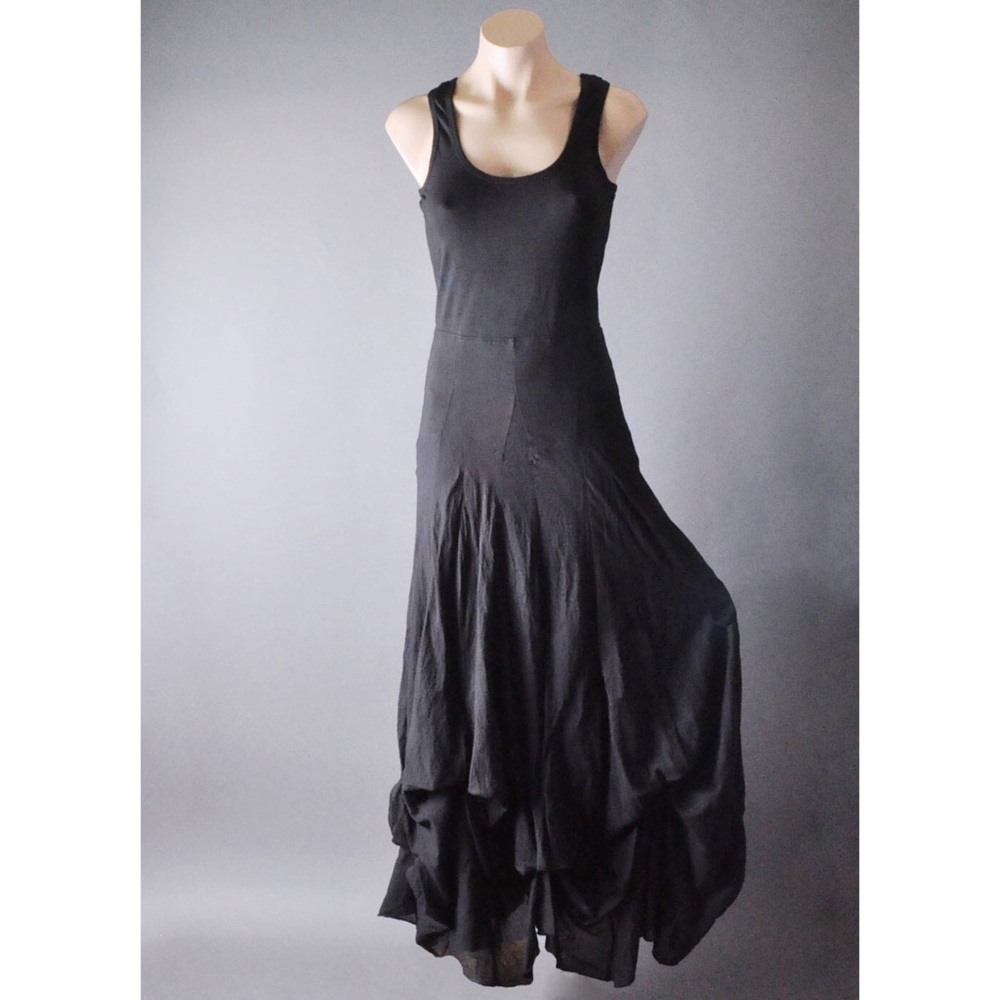Black Gown Bohemian Asymmetrical Steampunk Victorian Boho Long Maxi Dress S M L
